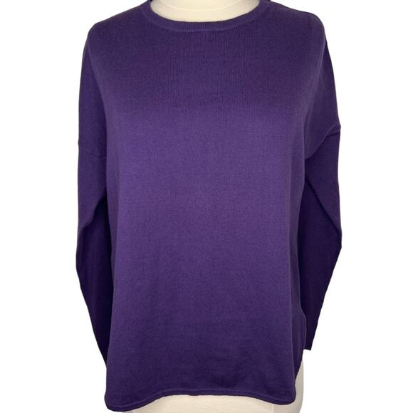 Purple and Black Crew Neck Sweater with Relaxed Fit - Picture 1 of 7